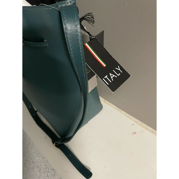 NWT Valentina Fiore Italian Handmade green leather tote bag stl 3159 - Picture 4 of 11